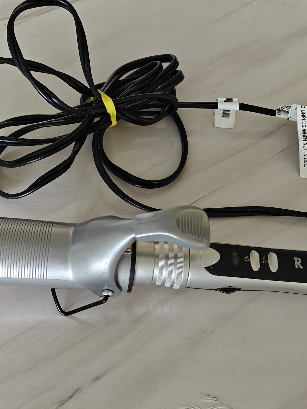 Silver Curling Iron Hair Styler with Clip - Silver